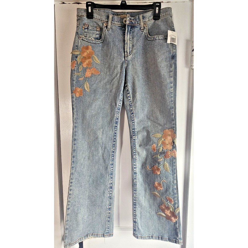 NWT Z.CAVARICCI faded floral embroidered jeans woman Sz 10 Vtg 90's
